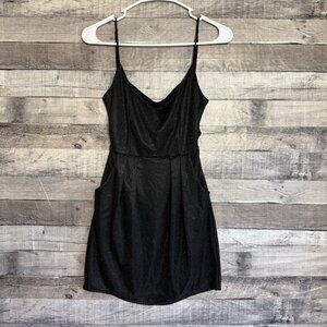 Lucy In The Sky Mini Dress Adjustable Straps Black Sparkle Party Dance Small
